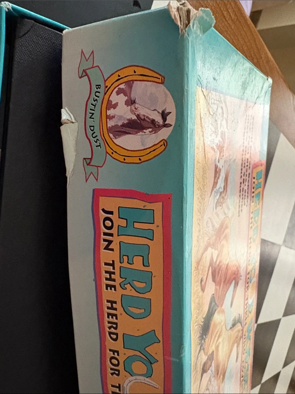 Herd Your Horses! Board Game Box with Teal and Pink Artwork
